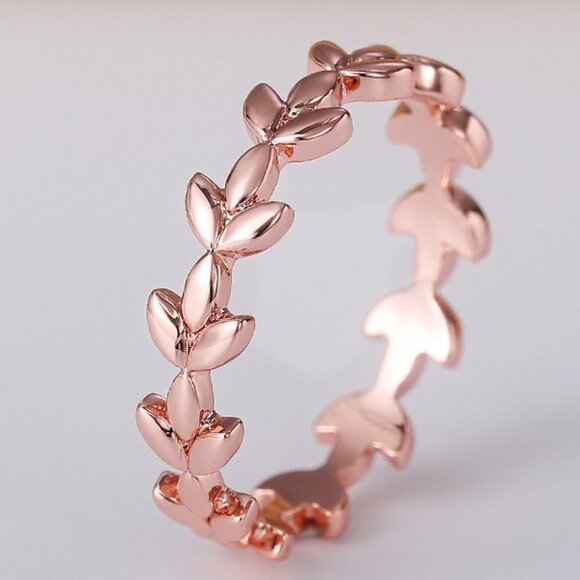 Fashion Leaf Rose Gold Plated Simple Ring for Women/Girl, K944